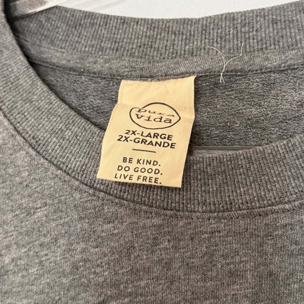 NWT Pura Vida University Sweatshirt 2X Heather Gray Top New - Picture 3 of 5